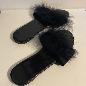 Furry slippers size 8